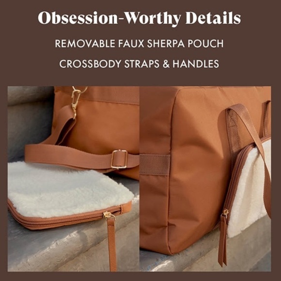 Brand New Weekender Duffle Travel Bag Removable Faux Sherpa Pouch Crossbody - Picture 15 of 15